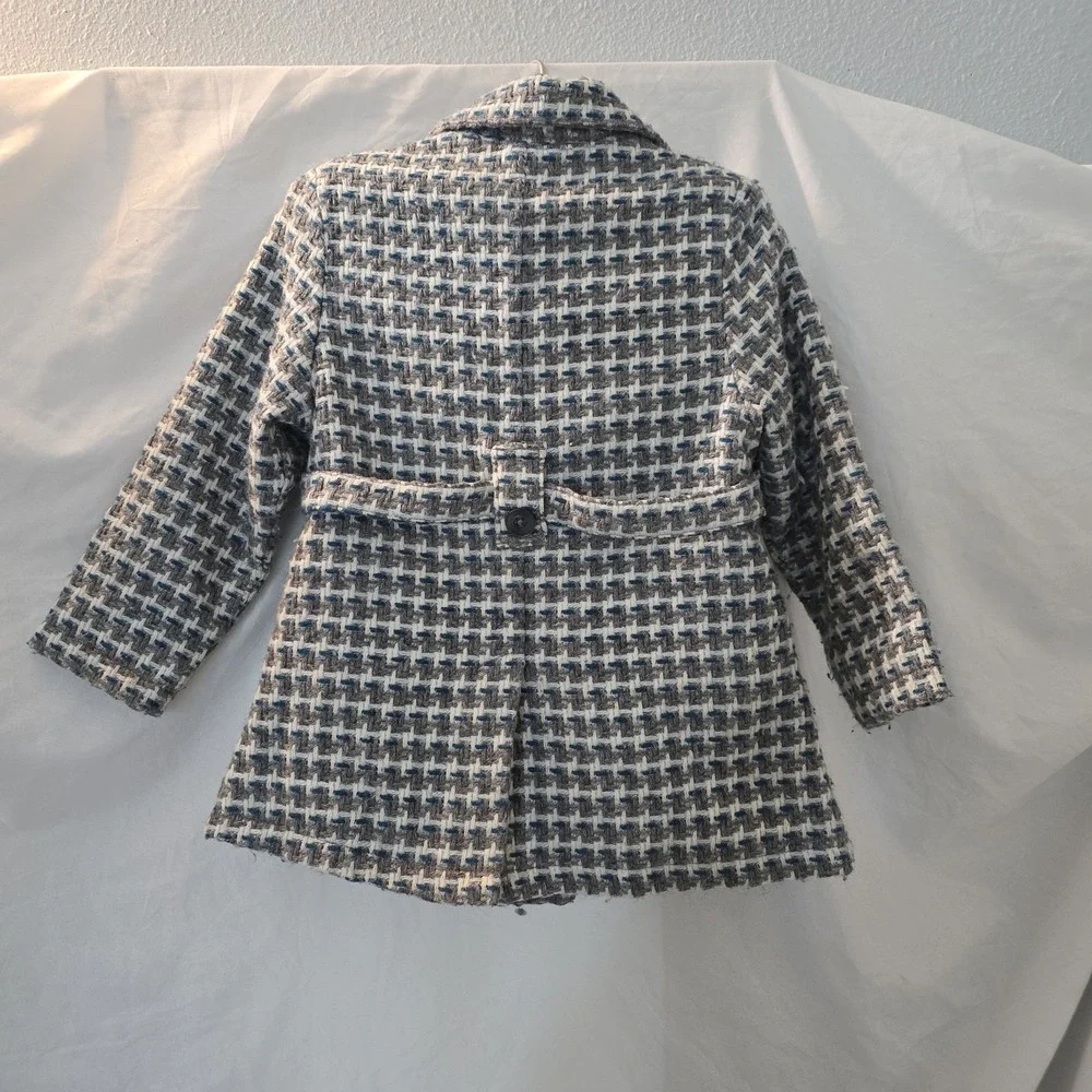 Vintage Gymboree MY BEST FRIEND Coat Houndstooth Satin Lined Button & Tie Sz 4